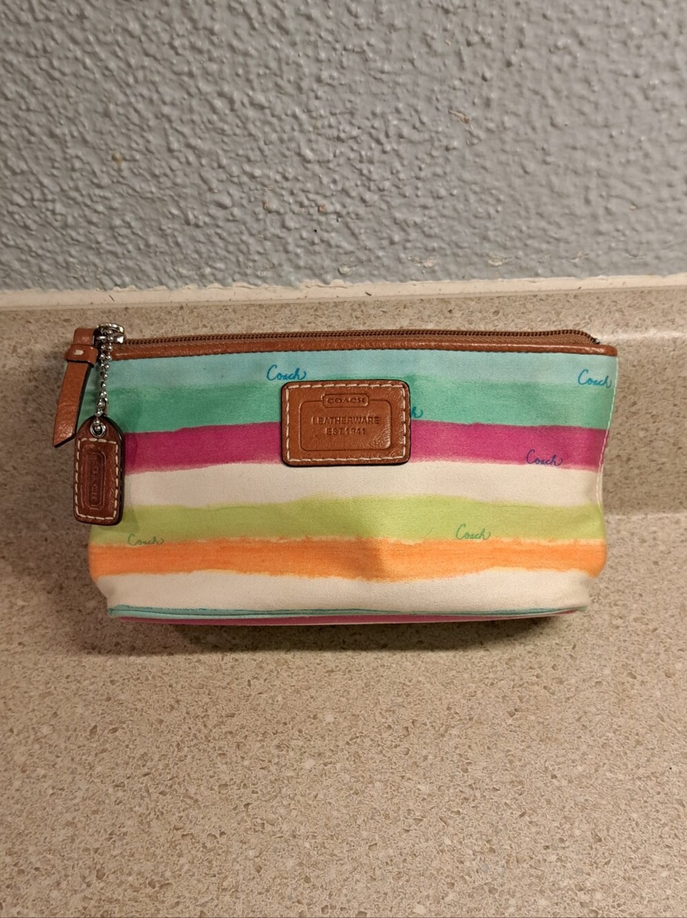 Vintage Coach Watercolor Cosmetic Pouch